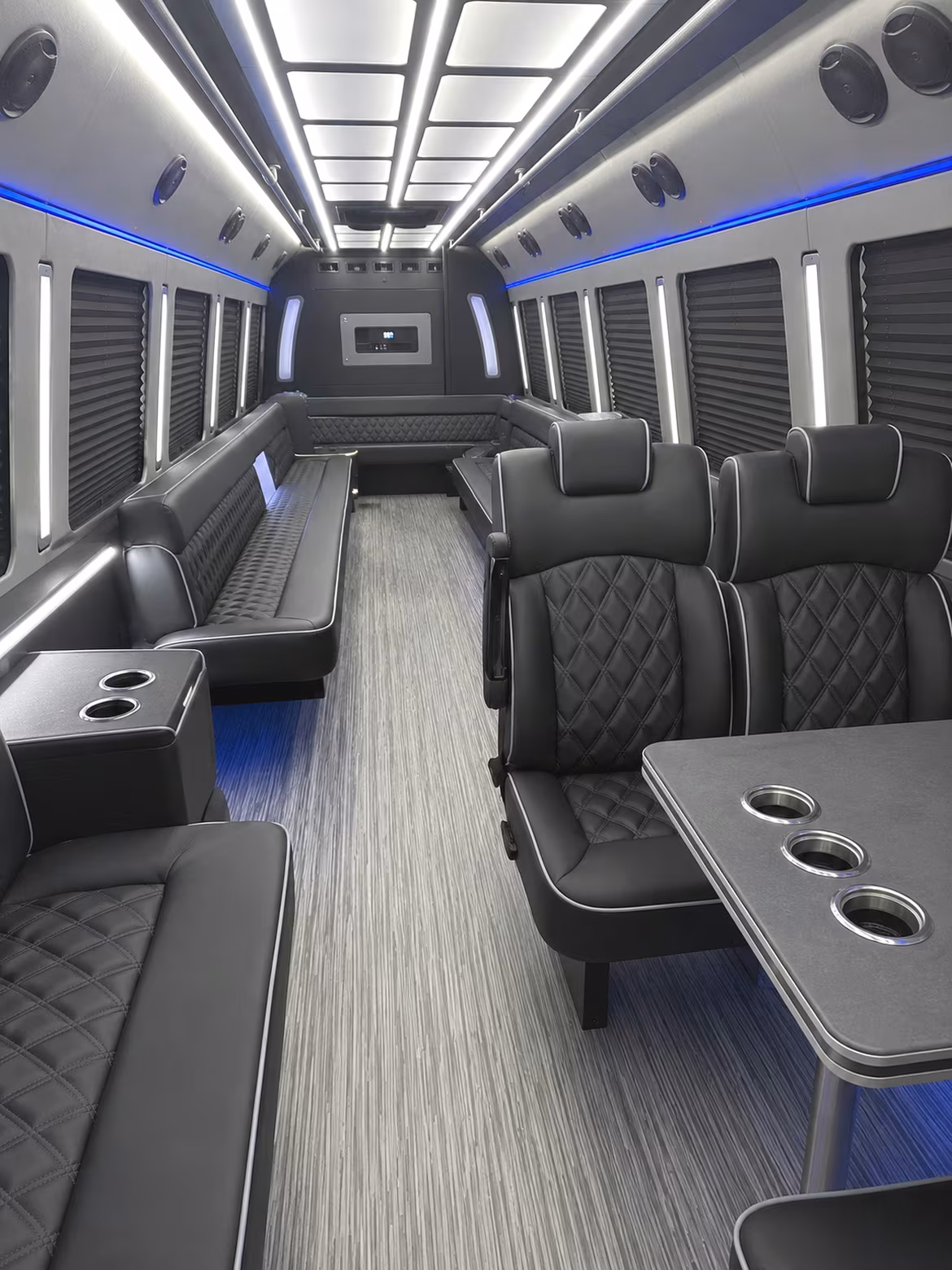 montgomery 25 passenger party bus inside