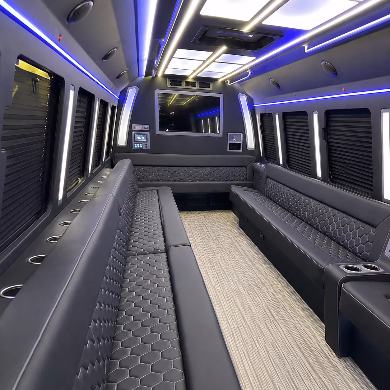 montgomery 40 passenger party bus inside