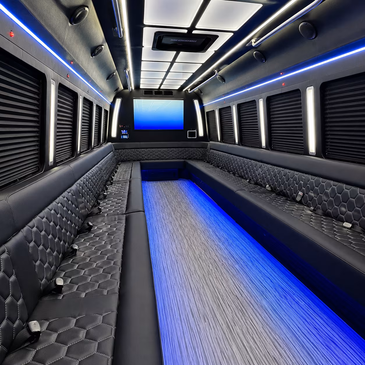montgomery 50 passenger party bus inside