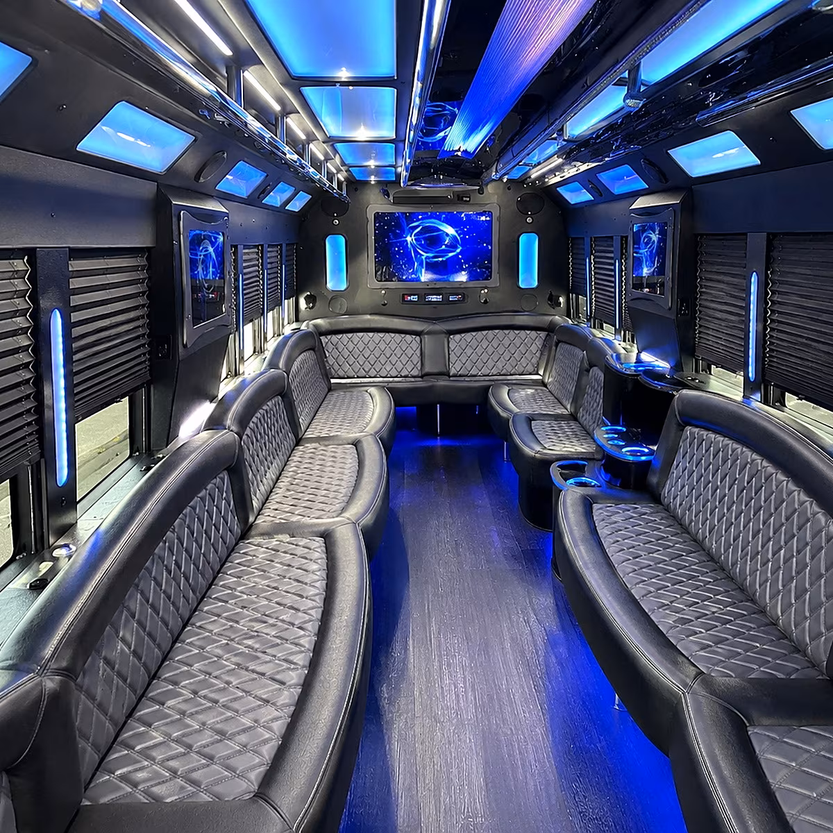 montgomery 50 passenger party bus interior